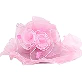 Women Party Church Derby Top Hats Organza Sun Visor Cap Ladies Flowers Fascinators Big Wide Brim Fedoras