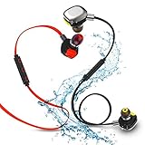 Bluetooth headphones Morul 2pcs Packing Light Weight Aptx Wireless Bluetooth Headsets for Sports with Waterproof Ipx7 Bluetooth 4.1 Noise cancellation for IPhone and Android phones - Red and Black