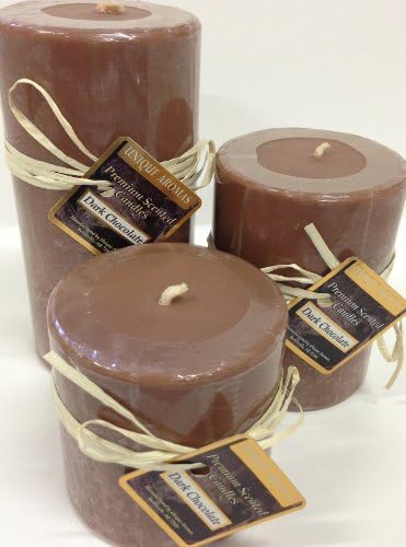 3/set round pillars (3x3", 3x4", 3x6")- Dark Chocolate- A delicious chocolate scent
