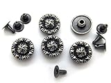 CRAFTMEmore 10 Sets 12MM Antique Silver Bohemian Flower, Propeller Shape Rapid Rivet Leathercraft Studs Decorative Accessories for Bag Belt Clothes (Antique Silver)