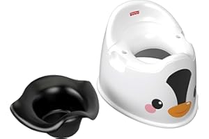 Fisher-Price Toddler Toilet Penguin Potty Training Seat, Portable Chair with Handles for Kids and Removable Bowl
