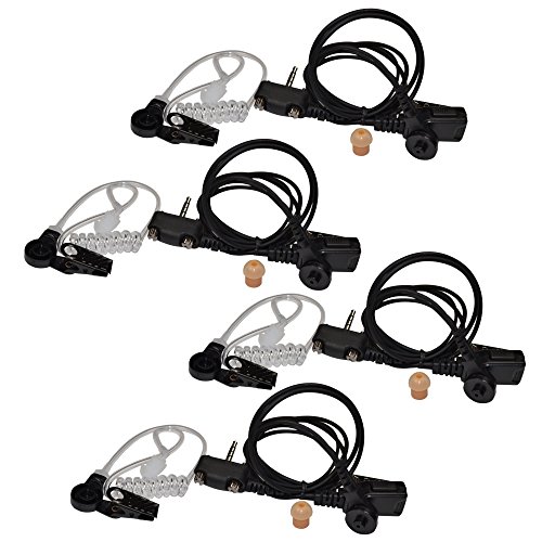 HQRP 4-Pack Acoustic Tube Earpiece Headset PTT Mic for Vertex Standard VX-231, VX-298, VX-350 + HQRP UV Meter