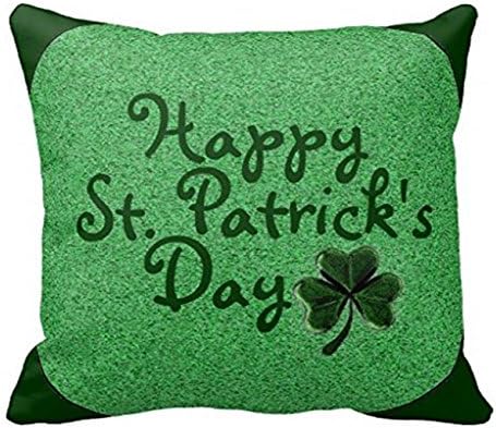 Happy St Patricks Day Clover Decorative Pillow Case 18" * 18"
