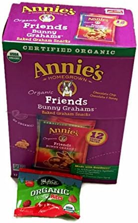 Annies Organic Bunny Grahams Cookies Variety Box: 3 Flavors 12 Bags with FREE Organic Fruit Gummy Pouch