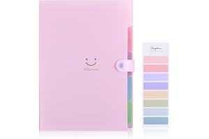 SKYDUE Expanding File Folder with 5 Pockets, Cute Accordion File Organizer, Letter Size Filing Folder, Portable Paper Receipt Organizer, School Office Supplies Purple