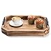 MyGift Rustic Burnt Wood 16-Inch Serving Tray with Metal Handles