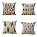Set of 4 Throw Pillow Covers, YIFAN Tropical Cactus Plants Pattern Polyester Ramie Square Pillow Cover Decorative Cushion Case Pillowcase Home Decor 17.717.7 Inch