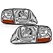 VIPMOTOZ [SVT Lightning Style] Chrome Housing OE-Style Headlight & Side Marker Corner Lamp Assembly For 1997-2003 Ford F150 Pickup Truck, Driver & Passenger Side