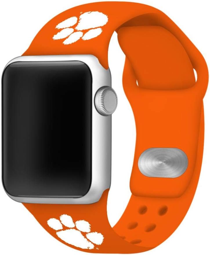 AFFINITY BANDS Clemson Tigers Silicone Sport Watch Band Compatible with Apple Watch (42mm/44mm - Orange)