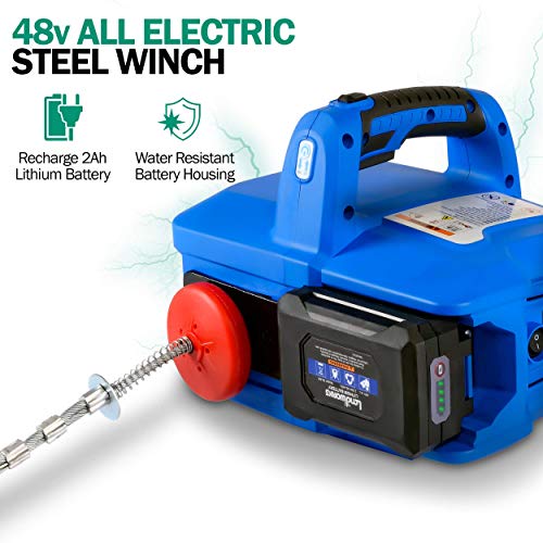 Landworks Electric Towing Winch Hoist Portable Cordless 1000 lbs 1/2 Ton Max Weight Brushless Motor Li-Ion Battery Powered 20' Foot Steel Braided Cable for Off Road ATV Truck Boat Trailer Hunting - Image 4