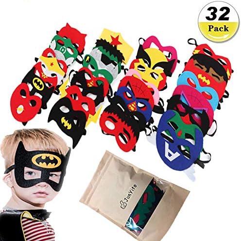 JunYito® Superheroes Masks 32Pcs Party Bag Fillers Superhero Eye Masks for Kids Adults Party Favours Toys Supplies (32Pack Masks)