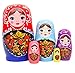 Debbieicy 5Pcs Beautiful Handmade Wooden Russian Nesting Dolls Red&Blue Princess Matryoshka Dolls Gift- Stacking Doll Set of 5 from 4.3