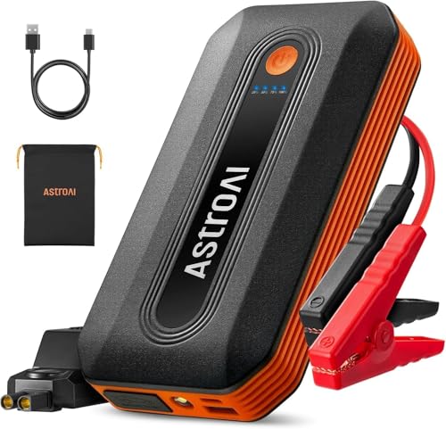 AstroAI B8 Arrancador De Batería para Coche, Cargador de Batería de Auto y Jump Starter Carro De 12 V (7,0 L Gasolina / 5,5 L Diésel). Incluye Luz Led Y Todos Los Accesorios (Naranja)