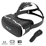 NSI New VR V3.0 3D VR Headset or 3D VR Glasses - High-Definition VR Goggles for Virtual Reality Gaming, 3D Movies, 360˚ Videos, etc. - Comfortable VR Helmet - Bonus Bluetooth Remote