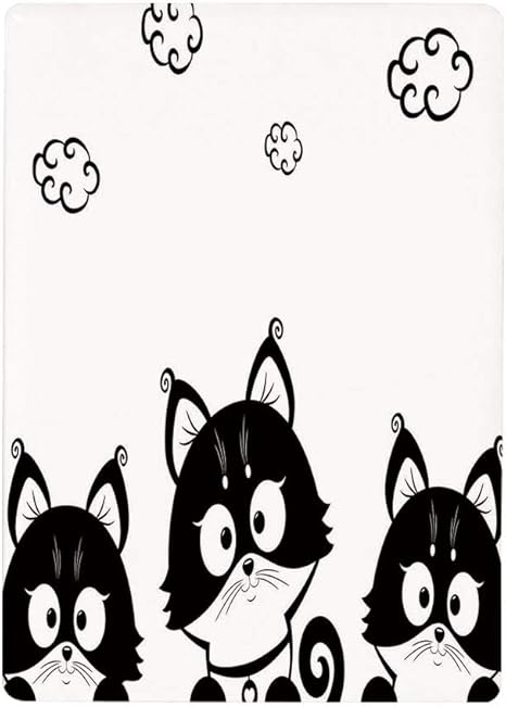 Amazon 壁紙 絵画風ポスター はがせるシール式 黒と白 頭の上の雲とかわいい3匹の子猫小さな思考アート 黒と白50x80cm 壁紙ポスター ステッカー 壁紙風景画 壁飾り ウォールステッカー オンライン通販