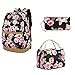BLUBOON Teens Backpack Set Girls Women School Bags Bookbags 3 in 1 (Black-0019)