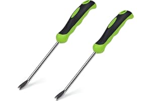 Newflager 2 Pack Garden Hand Weeder Tool with Ergonomic Handle, Stainless Steel Garden Lawn Weed Puller
