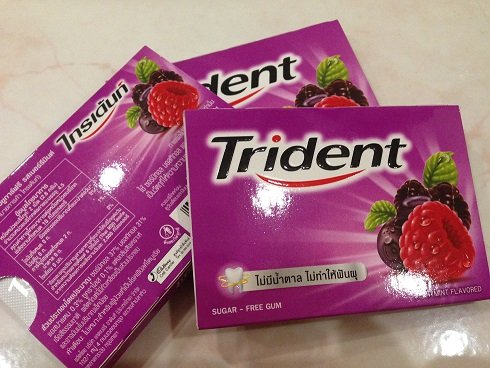 Trident Recaldent Chewing Gum Berrymint Flavored Sugar Free Dental Health Net Wt 12.6 G (9 Pellets) X 3 Boxes