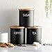 VonShef 3pc Canister Set with Bamboo Lids, Kitchen Containers for Coffee, Sugar, Tea with Airtight Seal, Modern Design Canisters, Set of 3, 1 Quart Capacity, 38oz