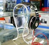 Stylish Acrylic Omega Headphone Hanger / Stand with Cleaning Cloth by Headphone Hangers - Clear