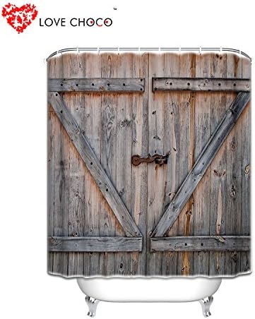 LOVE CHOCO Country Rustic Distressed Teal Green Barn Wood Fa Waterproof Shower Curtain ( Shower Rings Included ) For Husband 60x72inches