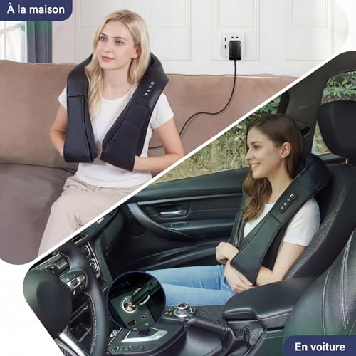 Neck Massager, Back and Neck and Shoulder Massage with Heating, 3D Electric Shiatsu Massage Device for Neck Massager, Neck Massager, Gifts for Car, Home, Office