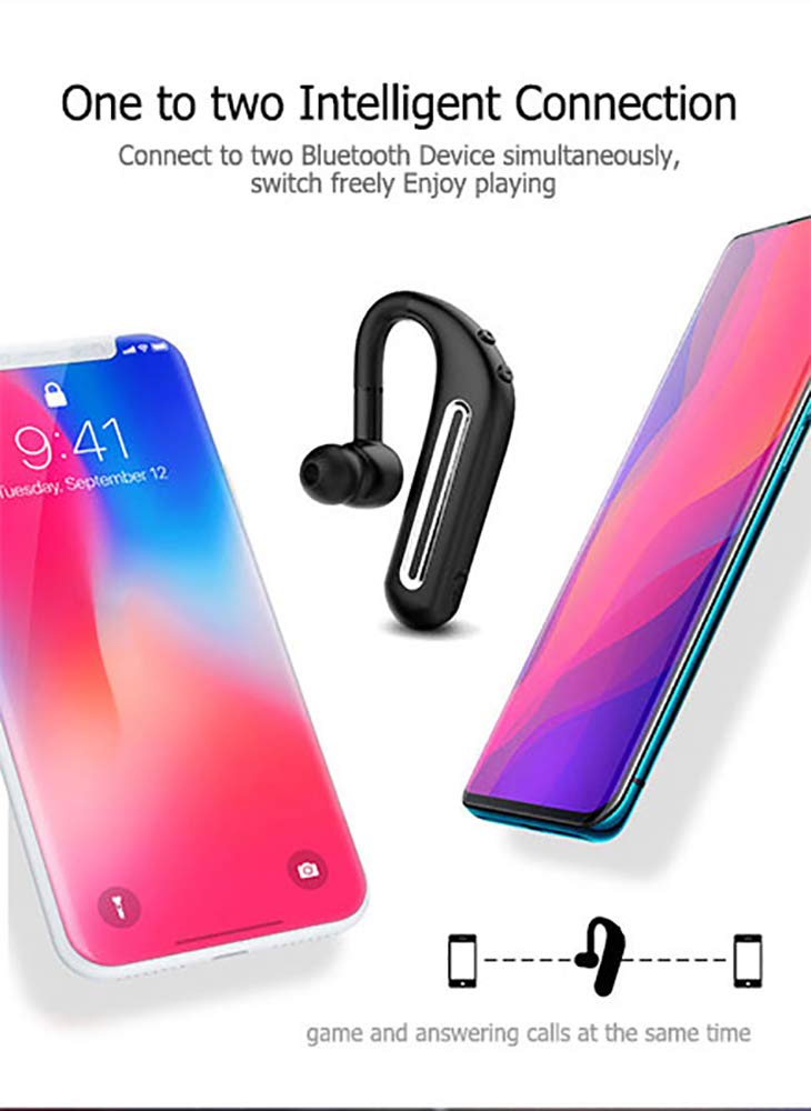 SLUB True Wireless Bluetooth 4.2 Single Waterproof Earbud with Lightweight Microphone HD Stereo 15 Hours Play Time Noise Cancelling Ear-Hook Sport Headset for Cell Phone(Black)