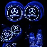 TaiFuMaoYi Led Car Cup Holder Mat Pad Waterproof Bottle Drinks Coaster Built-in Vibration Automatically Turn On at Dark Universal 7-Color Light 2-Packs(Mercedes-Benz)