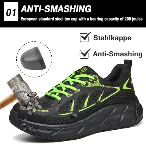 Safety Shoes Men Work Sneakers Women Comfortable Lightweight Safety Shoes with Breathable Steel Toe Caps