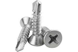 FAJOEDA 120PCS #8 x 3/4" Sheet Metal Self Drilling Screws,410 Stainless Steel Flat Head Screws Phillips Head Self-Tapping Screws High-Strength Fast Sheet Metal Screws (1/2" to 1-1/4" Available)