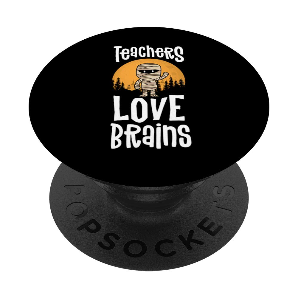 Teachers Love Brains Shirt Cute Halloween Silhouette Zombie PopSockets Grip and Stand for Phones and Tablets