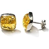 Ian and Valeri Co. Lemon Amber Sterling Silver Square Stud Earrings