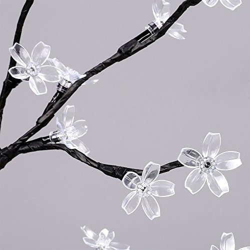 SUPOW Cherry Blossom Desk Lamp, Decorative Warm White Light, Black Branches