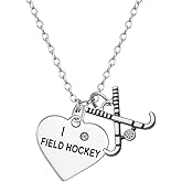 Field Hockey Heart Necklace – Silver Plated Sports Jewelry, Adjustable Chain, Field Hockey Gifts for Players, Teams and Coaches