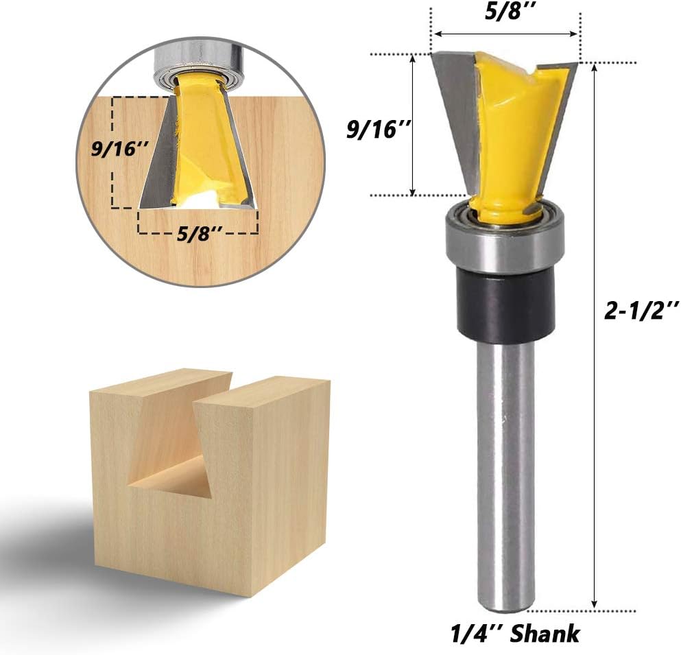 Mesee 2 Pieces Dovetail Joint Bearing Router Bit Set - Image 5