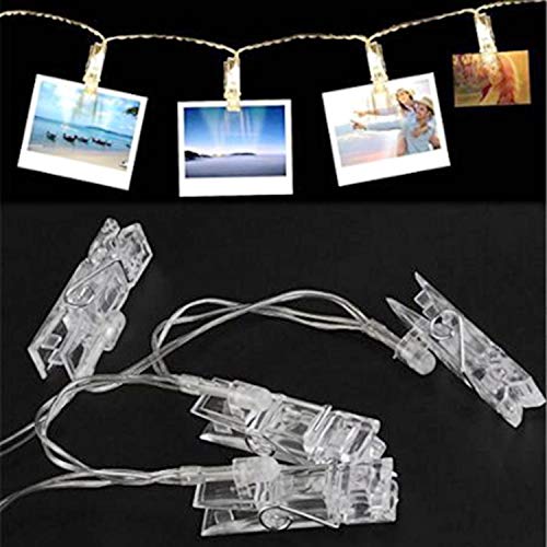 JMT 40 LEDs 20 Photo Clips String Lights,Bedroom Fairy Lights for Christmas Indoor Outdoor Home Garden Decoration to Hang Card, Polaroids & Pictures, 3AAA Battery Operated(13ft Warm White)