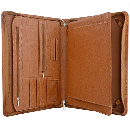 Brown Leather Portfolio with Notepad Space for 12.9 inch iPad Pro