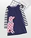 Fiream Girls Cotton Casual Longsleeve Stripe Applique Dresses(Blue,3T/3-4YRS)