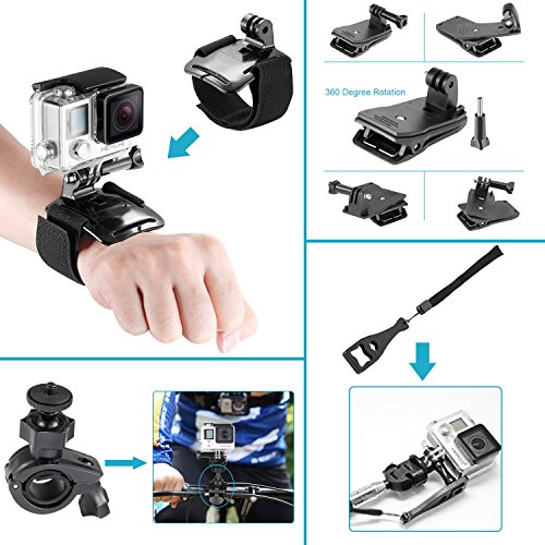 Neewer-14-en-1-Kit-de-Accesorios-para-Cmara-de-Accin-para-Gopro-Hero-6-5-4-3-3-2-1-Hero-Session-5-SJ4000-5000-6000-Incluye-Soporte-para-Pecho-y-Casco-Monopolo-Telescpico-Manija-Flotante-y-Ms