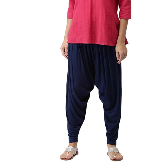 Women's synthetic patialas Bottom (LP02-NAVY61-FS_ Navy_ Free Size)