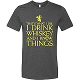 GunShowTees Men's That's What I Do I Drink and I Know Things Shirt, Large, Dark Heather