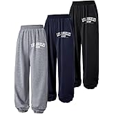 Nivne Tco 3pcs Tween Boys Sweatpants Casual Letter Print Elastic Waistband Loose Sports Jogger Pants Set