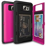 Galaxy Note 5 Case, TORU [CX PRO] - [CARD SLOT] [ID Holder] [KICKSTAND] Protective Hidden Wallet Case with Mirror for Samsung Galaxy Note 5 - Hot Pink