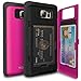 Galaxy Note 5 Case, TORU [CX PRO Note 5 Wallet Case] Protective Slim Fit Dual Layer Hidden Card Slot Holder and Mirror for Samsung Galaxy Note 5 - Hot Pink