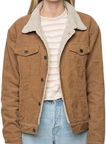 Richlulu Womens Classical Warm Fur Corduroy Composite Bomber Jacket(XXL,Camel)
