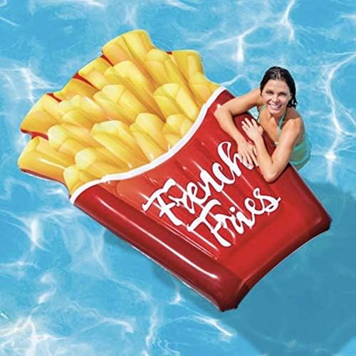 Quirky Perks Fries Swimming Float Mat for Pool Party Portable Water Float Mat for Summer Swimming
