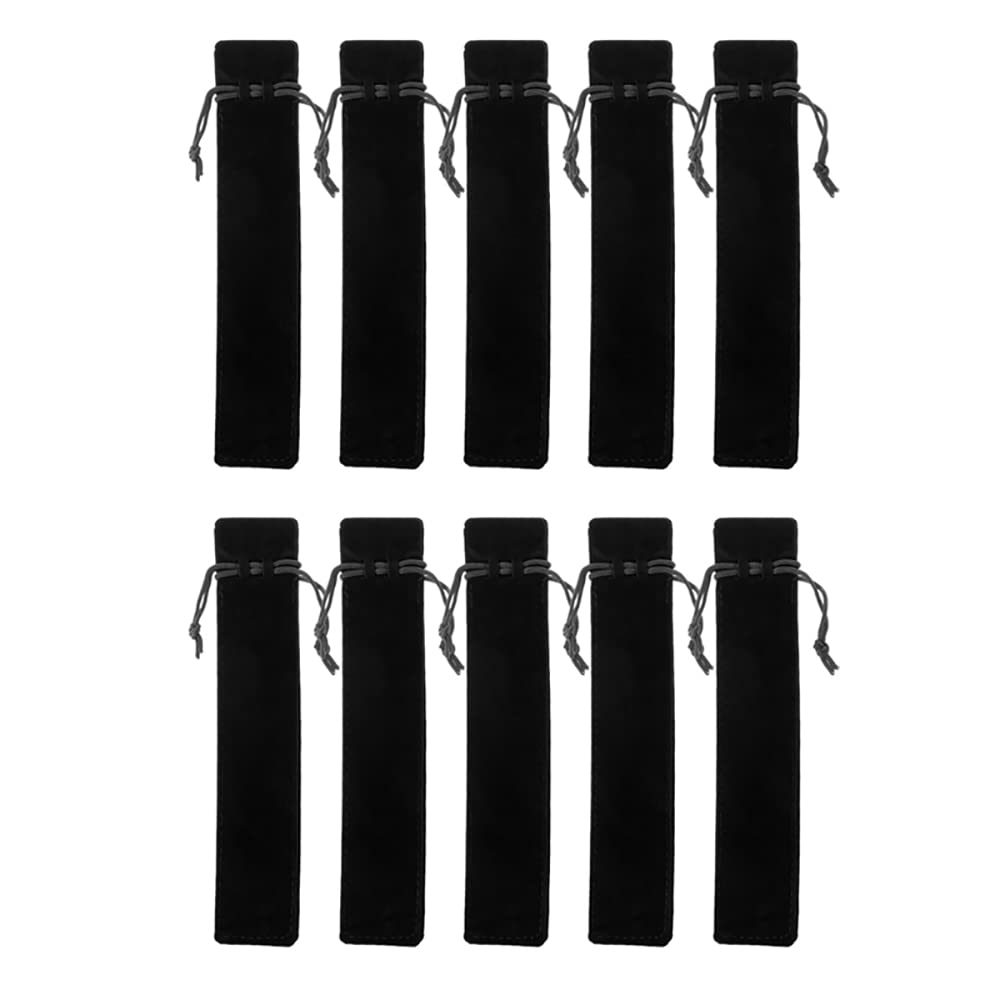 Tooloflife 10 Pieces Velvet Pen Pouch Drawstring Pen Bag Case for Pen and Pencil Bag Rope