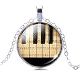 Jiayiqi Jewelry Women Fashion Piano Keyboard Picture Pendant Time Gem Statement Necklace Christmas Gift