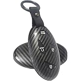 ATFIGII Key Fob Cover Case Compatible with Hyundai Kona EV Sonata Ioniq 6 Elantra 2024 2025 Santa Fe Tuscon Key Holder ABS Carbon Fiber Pattern Key Protector Keychain Keyring 5 Buttons A Black