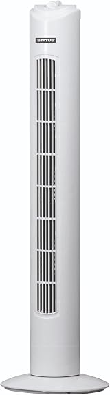 Status 32-Inch Oscillating Tower Fan, 3 Speed Settings, Portable White